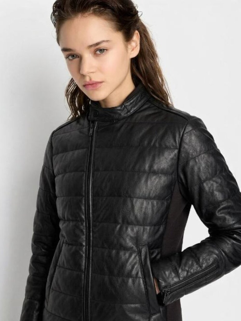 Armani Exchange A|X Black Quilted Faux Leather Blouson Jacket 7VZB19 ZN63Z